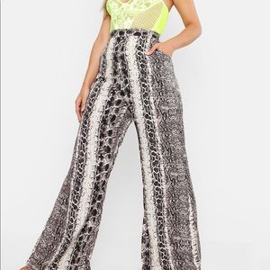 Plus Snake Woven Wide Leg Pants
